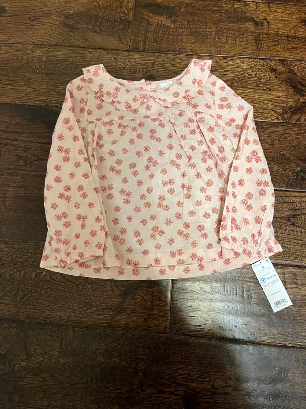 Carter's Pink Floral Peter Pan Collar Long-Sleeve Top